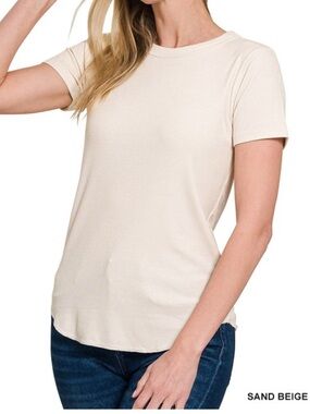 Sand Beige Stretch Knit Top